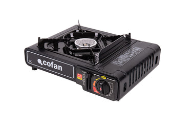 Cofan – Hornillo de Gas Portátil | Encendido Piezoeléctrico | Boquilla Universal | Ideal para Camping y Excursiones